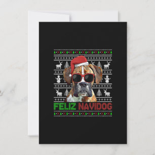 Invitación Boxer Dog Feliz Navidog Funny Navidades