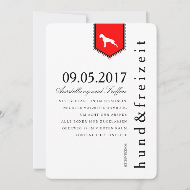 Invitación Boxer Hunde Einladung (Anverso)