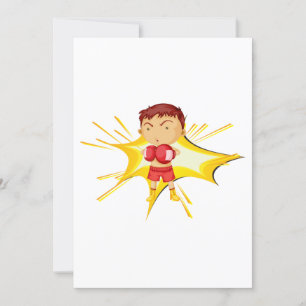 Invitación Boxer infantil con guantes y pantalones cortos roj