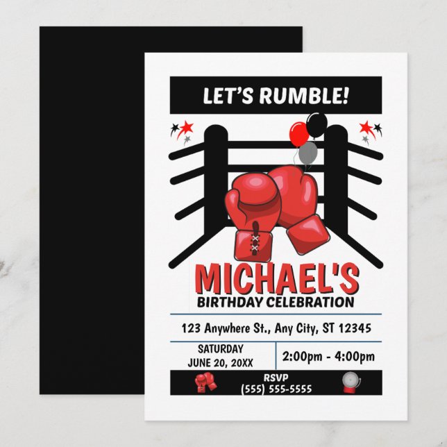 Invitación Boxing Birthday Party Invitation (Anverso / Reverso)
