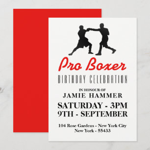 Invitación Boxing Silhouette Birthday Party