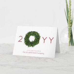Invitación Boxwood Wreath Navidades Holiday Corporate Doble