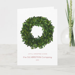 Invitación Boxwood Wreath Navidades Holiday Corporate Doble