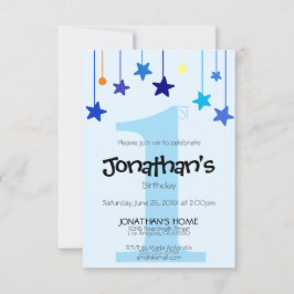 Invitación Boy 1 CUMPLEAÑOS Guay Light Blue Stars