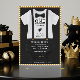 Invitación Boy 1st Birthday Distinguished Gentleman Bodysuit