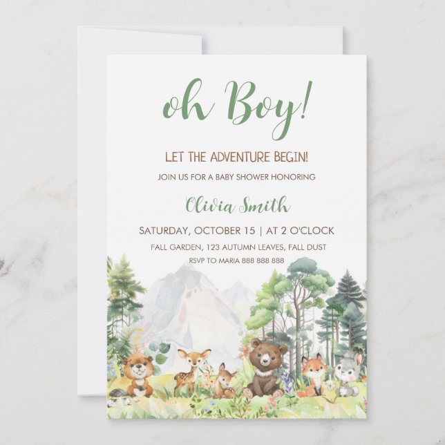 Invitación Boy Adventure Baby Shower (Anverso)