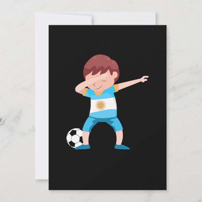 Invitación Boy Argentina Football Floss Soccer Player Gift (Anverso)