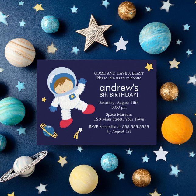 Invitación Boy Astronauta Espacio Ultraterrestre Fiesta de cu (Subido por el creador)