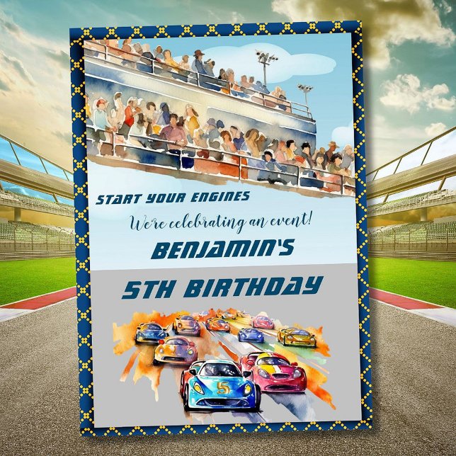 Invitación Boy Auto Car Carreras Tema 5 Fiesta de Cumpleaños (Subido por el creador)