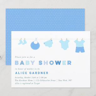 Invitación Boy Baby Clothes Baby Shower Fiesta