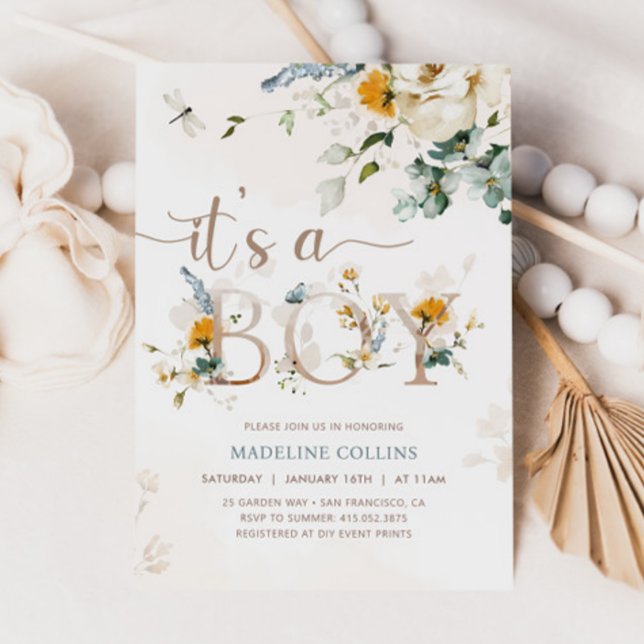 Invitación Boy Baby In Bloom, Wildflower, Garden Baby Shower (Subido por el creador)