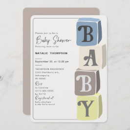 Invitación Boy Baby Shower Blocks