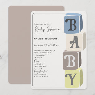 Invitación Boy Baby Shower Blocks