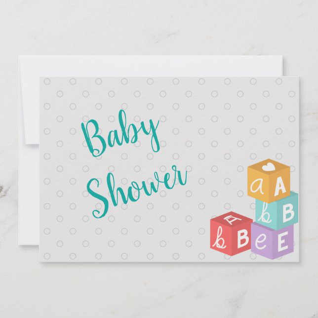 Invitación Boy Baby Shower con bloques ABC (Anverso)