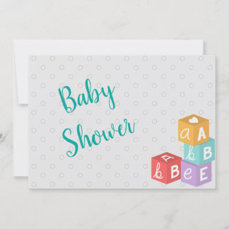 Invitación Boy Baby Shower con bloques ABC