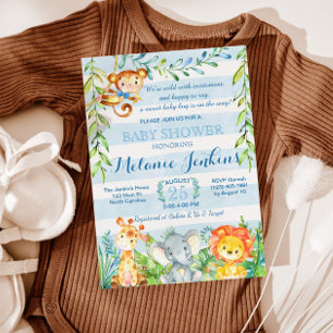 Invitación Boy Baby Shower Invitación, Jungle Baby Shower