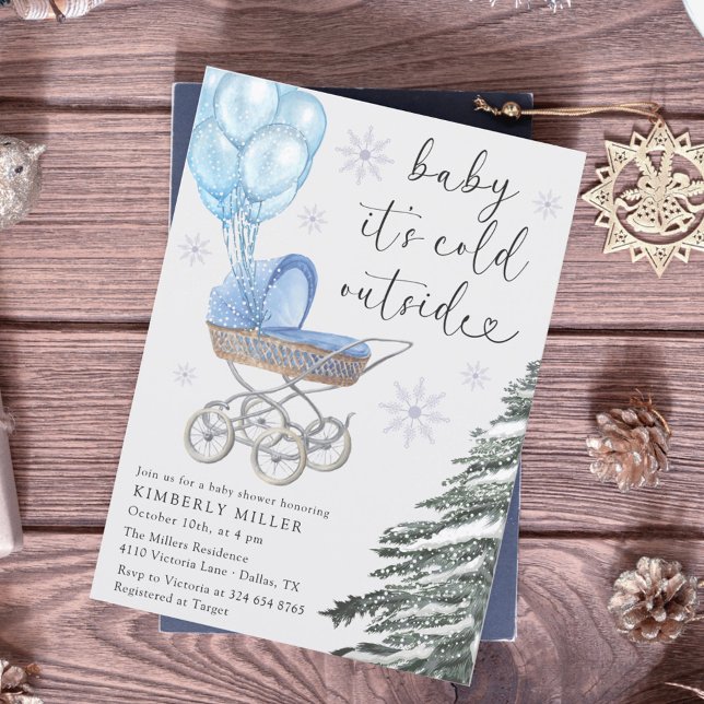 Invitación Boy Baby Shower Its Cold Outside Blue (Subido por el creador)