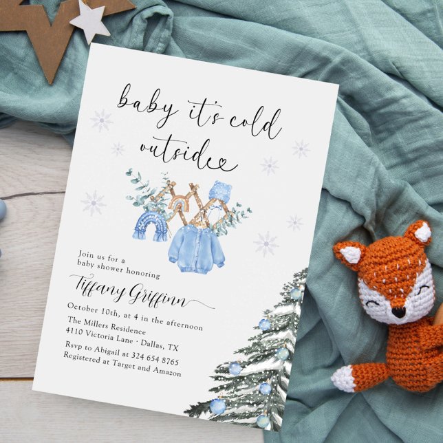 Invitación Boy Baby Shower Its Cold Outside| Clothes  (Subido por el creador)