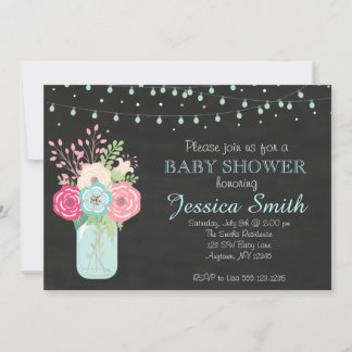 Invitación Boy Baby Shower - Mason Jar/Lights