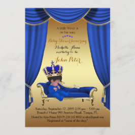 Invitación BOY Baby Shower, tira de oro, azul y oro.