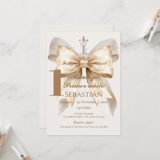 Invitación Boy Baptism Invitation in Spanish Boho