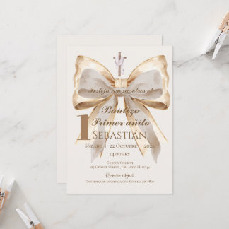 Invitación Boy Baptism Invitation in Spanish Boho