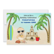 Boy Beach Baby Sandcastle en Surfboard Primer cump