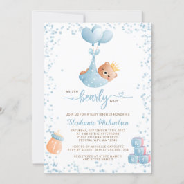 Invitación Boy Bear Baby Shower con solicitud de libro