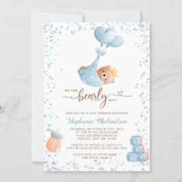 Invitación Boy Bear Baby Shower con solicitud de libro