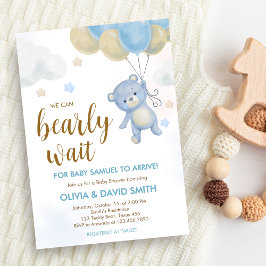Invitación Boy Bear Bearly Wait Baby Shower