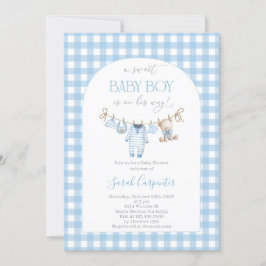 Invitación Boy Bear Clothesline Baby Shower invitation