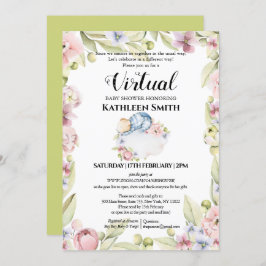 Invitación Boy Bear Elegante Verdor Floral Ducha Virtual