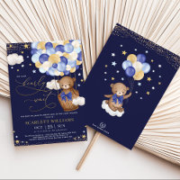 Boy Bear Hot Air Balloon Nave Gold Sky Baby Shower