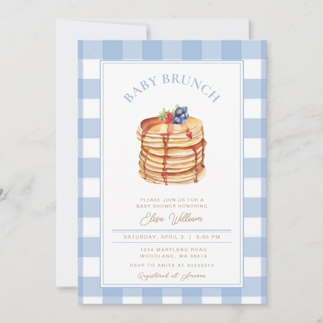 Invitación Boy Berries Pancake Baby Shower Brunch (Anverso)