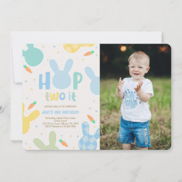 Invitación Boy Blue Bunny Foto de cumpleaños número 2