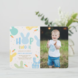 Invitación Boy Blue Bunny Foto de cumpleaños número 2