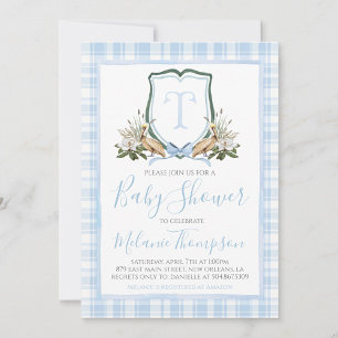 Invitación Boy Blue Pelican Baby Shower Preppy Southern