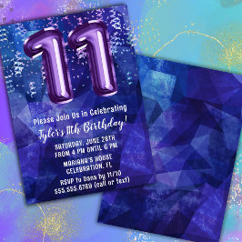 Invitación Boy Blue Purple 11º cumpleaños