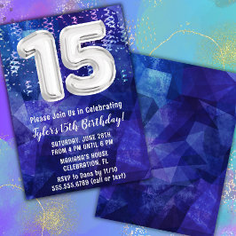 Invitación Boy Blue White 15 cumpleaños