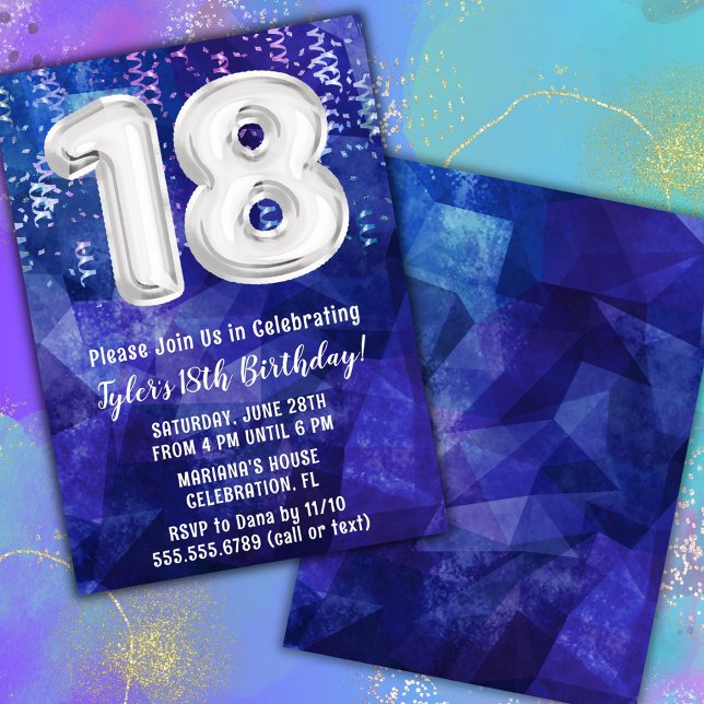 Invitación Boy Blue White 18º cumpleaños (Subido por el creador)