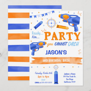 Invitación Boy Blue y el Naranja Dart Gun