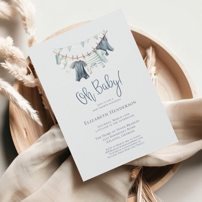 Invitación Boy Boho Oh Baby Clothesline Baby Shower (Subido por el creador)