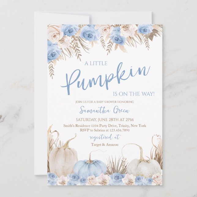 Invitación Boy Boho Pumpkin Baby Shower (Anverso)