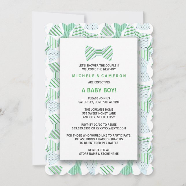 Invitación BOY BOW TIE Baby Shower Invitar BOWTIE BOWTIES (Anverso)