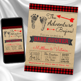 Invitación Boy Buffalo Plaid Baby Shower