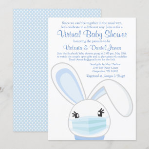 Invitación Boy Bunny Rabbit Mask Virtual Baby Shower
