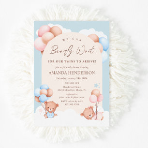 Invitación Boy Chica Twins Teddy Bear Baby Shower