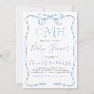 Invitación Boy Coquette Bow Baby Shower Invitar a hacer cualq