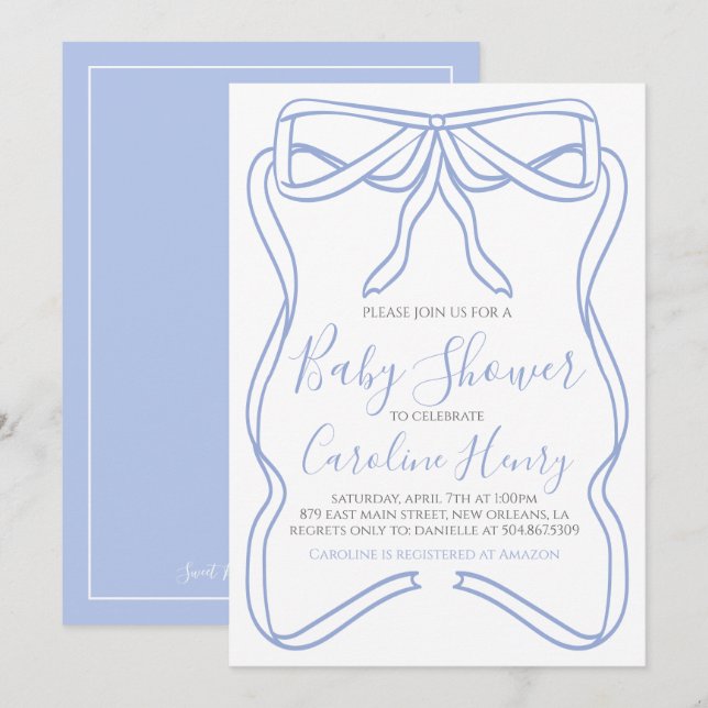 Invitación Boy Coquette Bow Baby Shower Invitar a hacer cualq (Anverso / Reverso)