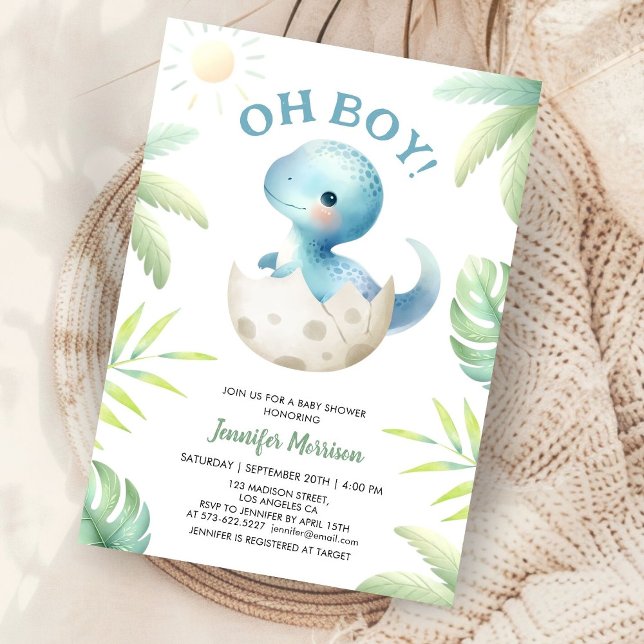 Invitación Boy Cute Dinosaur Boy Baby Shower (Subido por el creador)